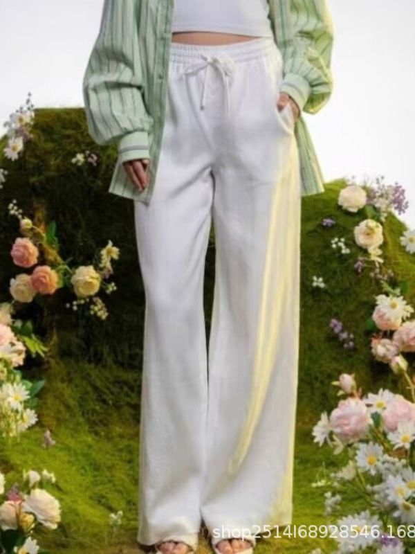 Quần culottes nữ ống rộng cạp cao thun lưng chất liệu linen mát mẻ — Màu đen