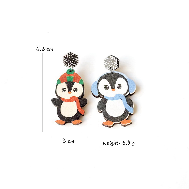 Exaggerated Cartoon Character Wood Printing Womenu0027S Earrings 1 Pair