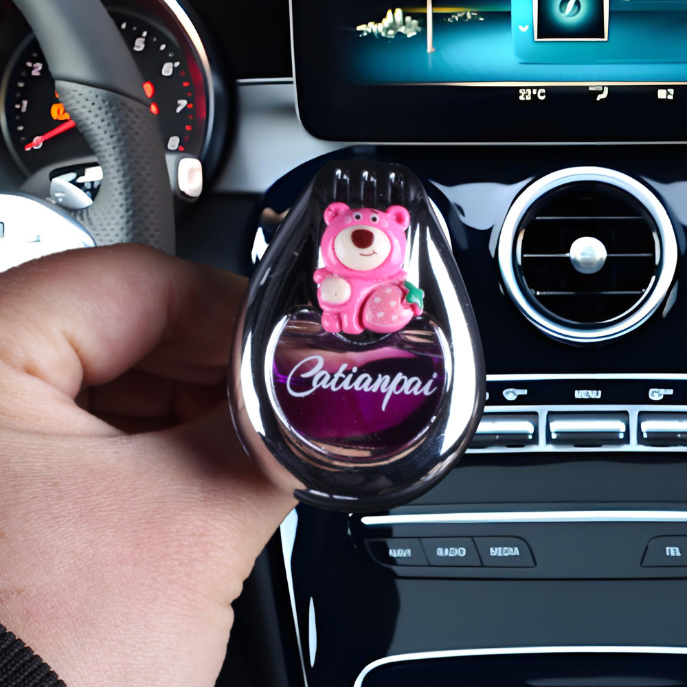 Aromaterapia para coche 2025 decoración de salida de aire de perfume para coche lindo oso decoración de fragancia para coche fragancia ligera duradera para coche