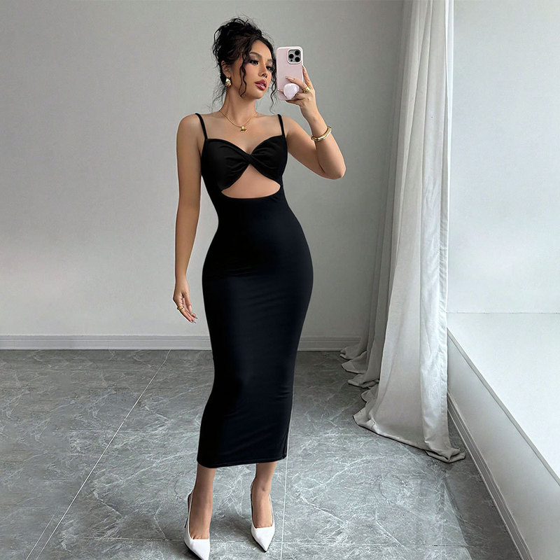 Shein Independent Station Cross-Border Women's Lady Style Dress Summer Sleeveless Suspender Sexy Elegant Hip-Hugging Long Skirt