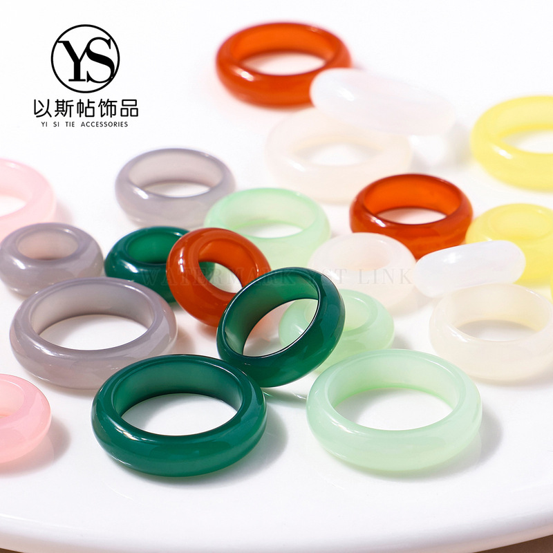 High Imitation Agate Chalcedony Running Ring Toy Handheld Ring Bracelet Bracelet Pendant DIY Resin Accessories Wholesale Cross-Border
