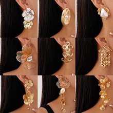 欧美跨境花朵麦穗流苏耳环小众个性夸张设计感耳钉轻奢高级感耳饰