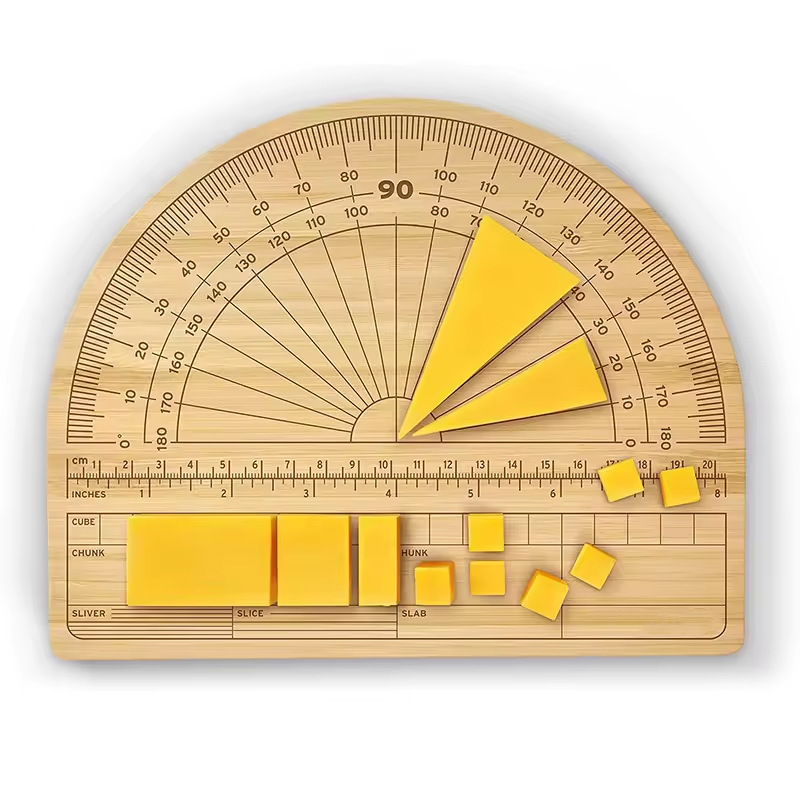 tablero de corte de bambú tablero de queso tablero de clasificación de alimentos cocinados tablero de corte multipropósito tablero de verduras de doble propósito con medición de escala