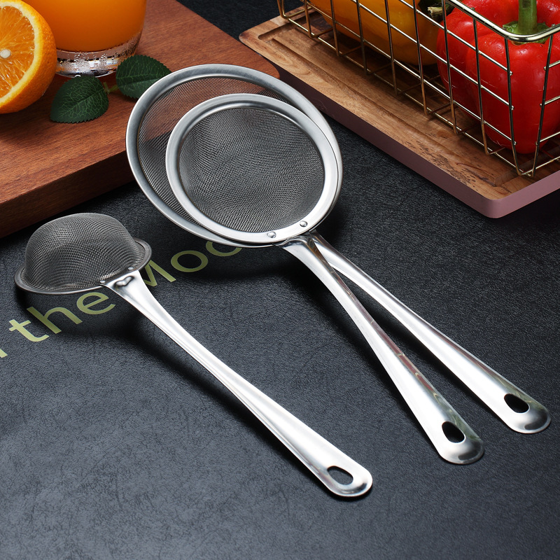 Stainless steel hot pot ladle, colander mesh, juice strainer, kitchen oil residue strainer, soy milk filter, large strainer spoon