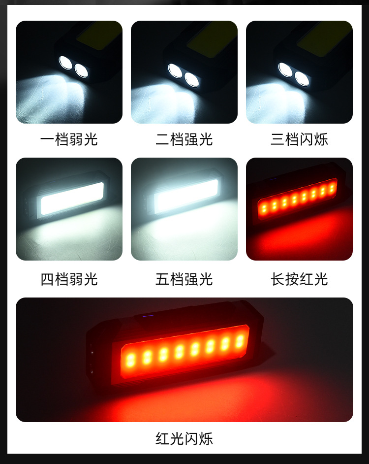 Super Bright Strong Magnetic Work Light Auto Repair Repair Light Strong Light Long Life Car Repair Outdoor Rechargeable Lighting Hand Wholesale