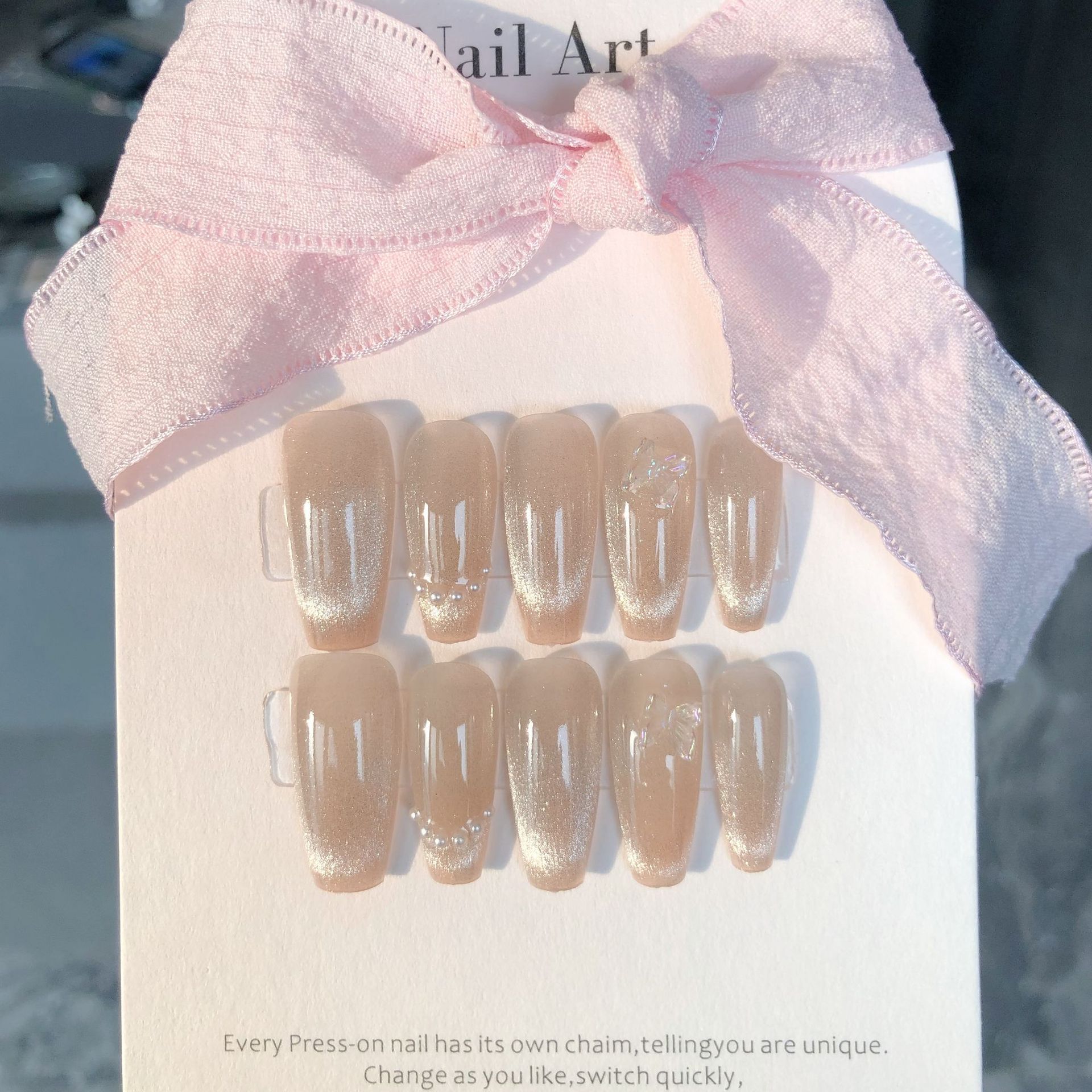 Yiyi Dance 10 piezas de uñas hechas a mano, terapia de luz, uñas, dopamina, uñas, uñas, parches al por mayor