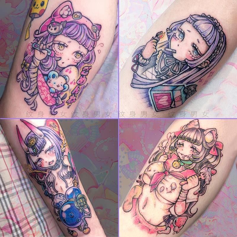Dark Style Sweet Sexy Girl Geisha Flower Arm Tattoo Waterproof Women's Lasting Simulation Cartoon Instagram Style Dark Style Sweet Sexy Girl Geisha Flower Arm Tattoo Waterproof Women's Lasting Simulation Cartoon Instagram Style