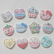 新款印花格纹纽扣 diy手工材料服装鞋袜扣子辅料洞洞鞋搭配批发饰