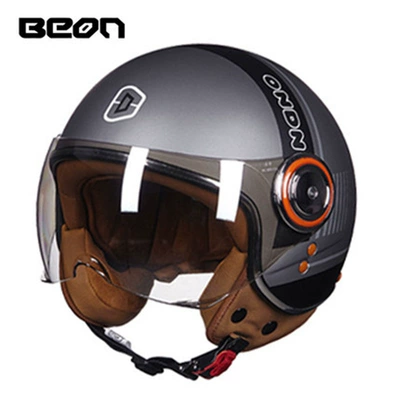 Electric Vehicle Half Helmet Motorcycle – Motorcycle Safety Supplies - large-horizontal-strip-matte-titaniumblack-and-orange-s