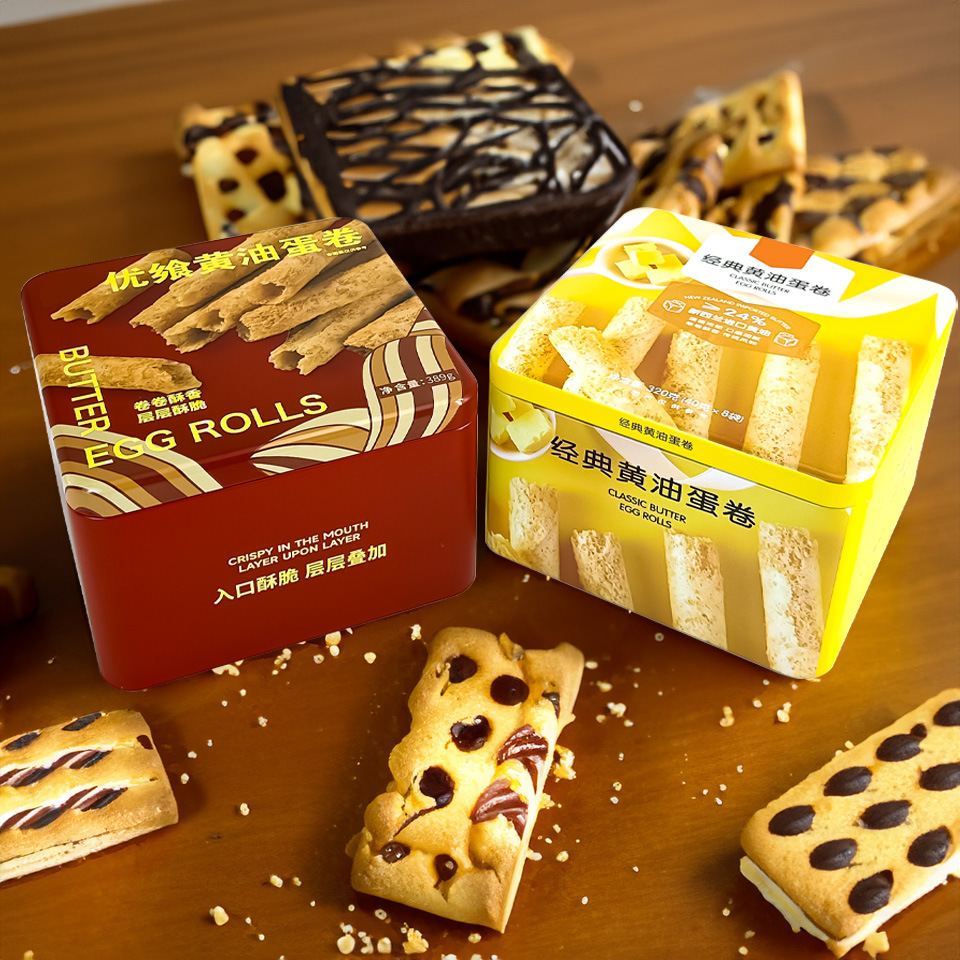 厂家直销马口铁正方罐蛋卷曲奇礼品包装罐过年各种零食金属收纳盒