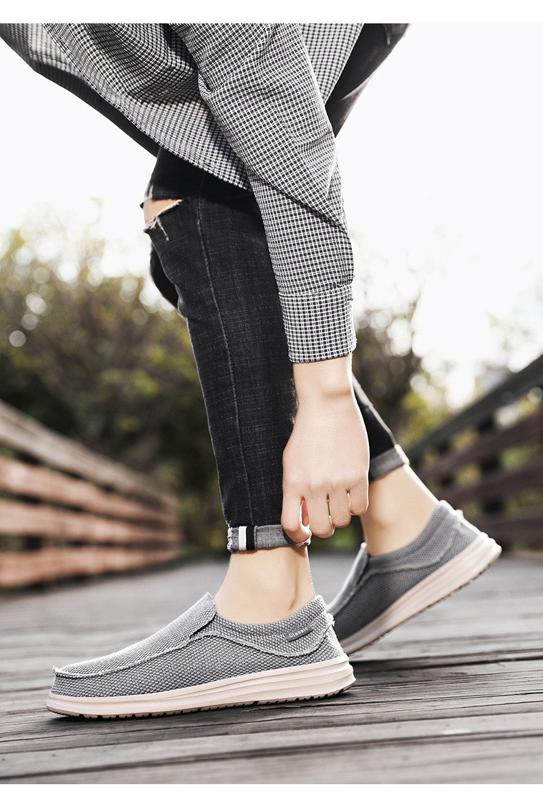 New Men's Loafers Cross-border , Casual For Men, Flat Canvas Shoes, Ultra-lightweight, Large Size Slip-on Shoes_vogvips.com