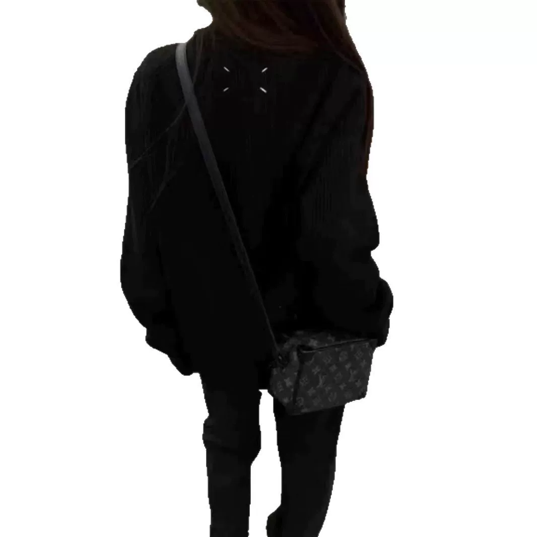 Кардиган в стиле Margiela, стоячий воротник, вязаный свитер MM6 с кожаной молнией, тяжёлая куртка