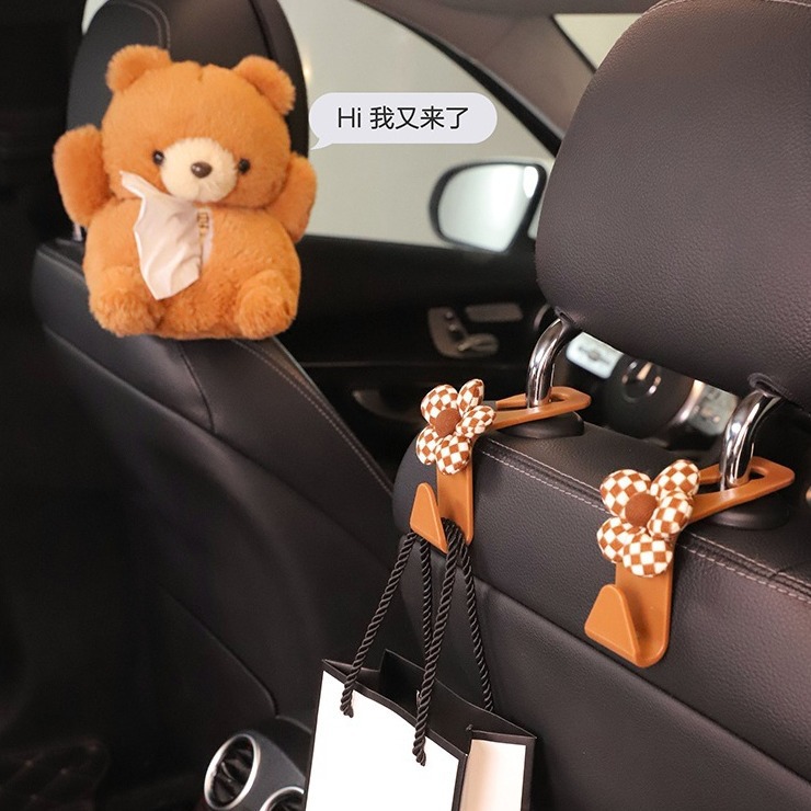 Gancho montado en el automóvil, asiento trasero del automóvil, pequeño gancho escondido en el automóvil, dibujos animados multifuncionales, adornos encantadores