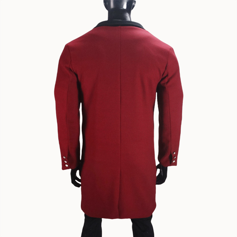 Men's Classic Black Wool Blend Long Overcoat Slim Fit Formal Jacket_voghion.com