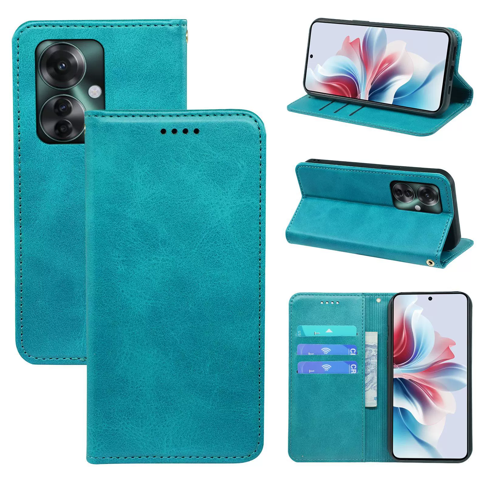 适用OPPO Reno11 A OPPO日本型号小牛皮强磁简约款翻盖式手机皮套