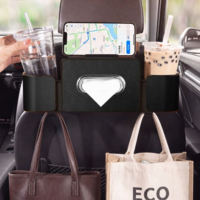 Car tissue box/set Storage Box - seat-four-in-one-storage-box-4th-generation-black
