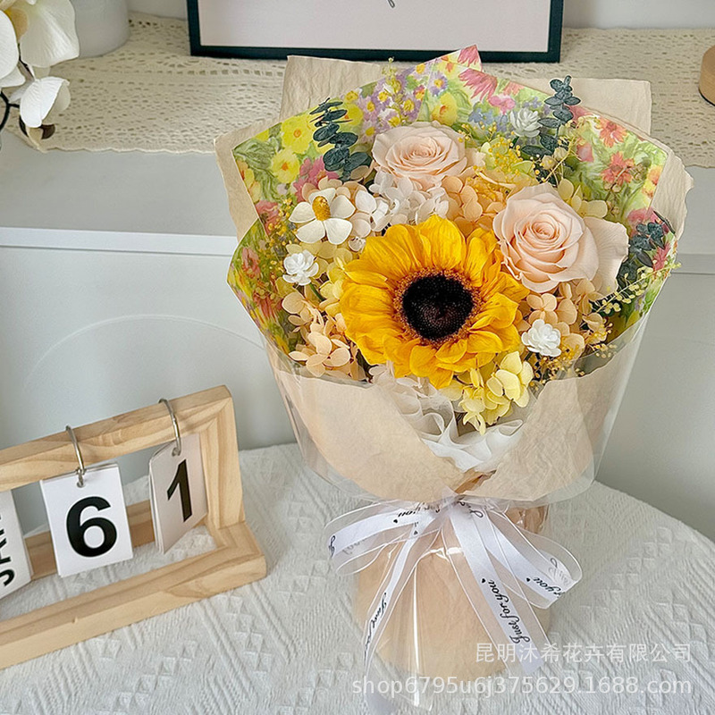 跨境永生花花束成品真花玫瑰花束云南永生花束高级感教师节小花束|undefined