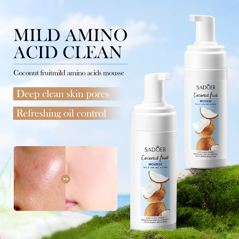 Mousse limpiadora facial lista para usar, SADOER, mousse limpiadora de aminoácidos y clorofila, venta directa de fábricas de comercio exterior