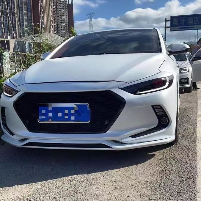 Suitable for Modern 2016-2019 Hyundai Elantra Body Kit Modification Parts: Front Lip, Side Skirts with Lights, Rear Lip, and Body Kit