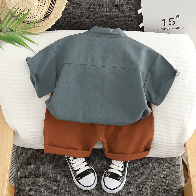 Simple Style Solid Color Cotton Boys Clothing Sets display picture 4