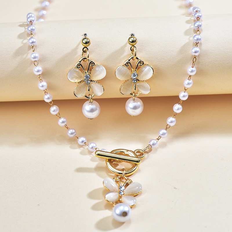 Jewelry Set Butterfly Earrings Ring Fashion Commuter Bracelet Necklace Two piece Set Delivery _voghion.com
