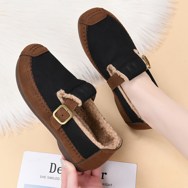 Winter insulated keep warm non-slip “mom shoes” flat
