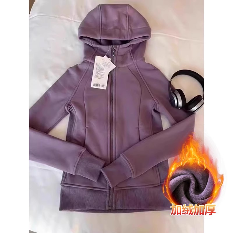 Purple [slim fit] plus velvet / S down jacket inner layer/short/zipper/yoga wear