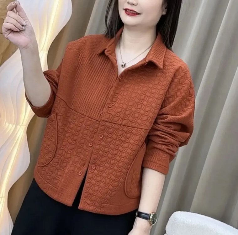 一件代发直播爆款浮雕立体蝙蝠袖外套2025秋季新款翻领妈妈装外套|undefined