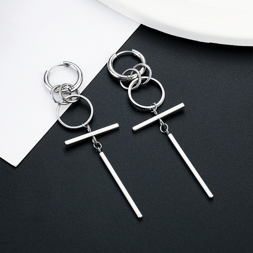 Stainless steel earrings pendant pendant simple earrings neutral European and American ear buckles circle pendant earrings wholesale for women
