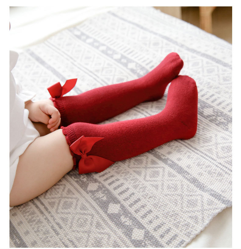 Women's Fashion Solid Color Bow Knot Cotton Bowknot Over The Knee Socks 1 Set display picture 3
