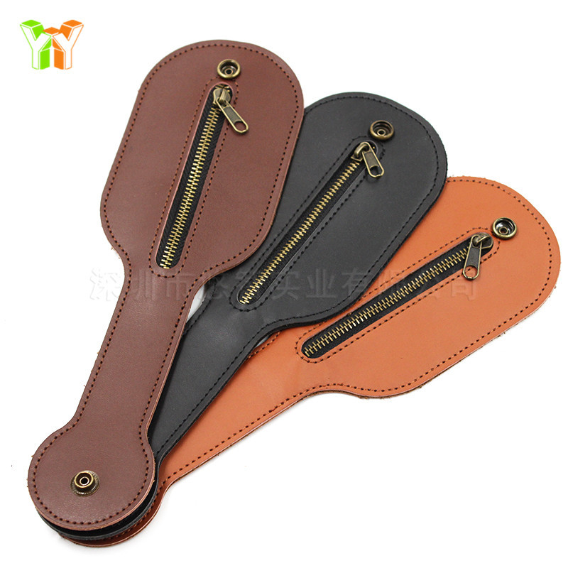 现货皮革皮拍子零钱包 户外瓶子形硬币包 自卫拉链零钱硬币包