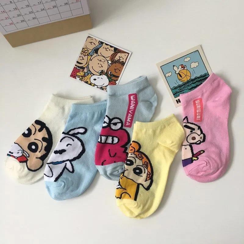 Crayon Xiaoxin calcetines de dibujos animados para mujeres ins estilo coreano de moda lindo todo partido estilo universitario verano calcetines de tobillo de corte bajo para mujeres