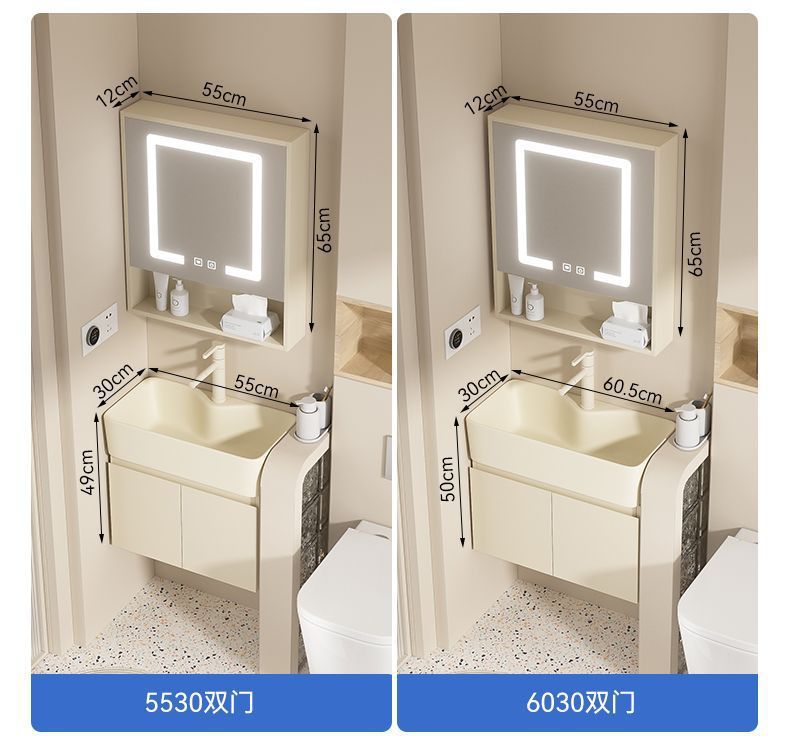 Small-sized washbasin, bathroom washbasin, pool, cream style, multi-layer thickened solid wood bathroom cabinet, combination washbasin undefined