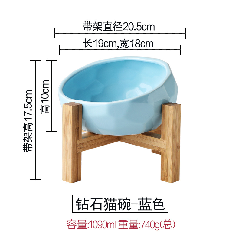 Tazón para mascotas boca oblicua gato tazón de comida tazón de perro cubo francés tazón de comida gran capacidad pie alto oblicuo boca tazón perro grande tazón de cerámica