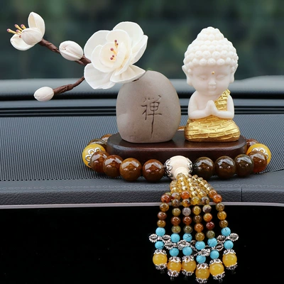 New Lotus Gold Body Buddha Other Automotive Interior Supplies - golden-buddha-magnolia-base-fancy-dragon-pattern-agate