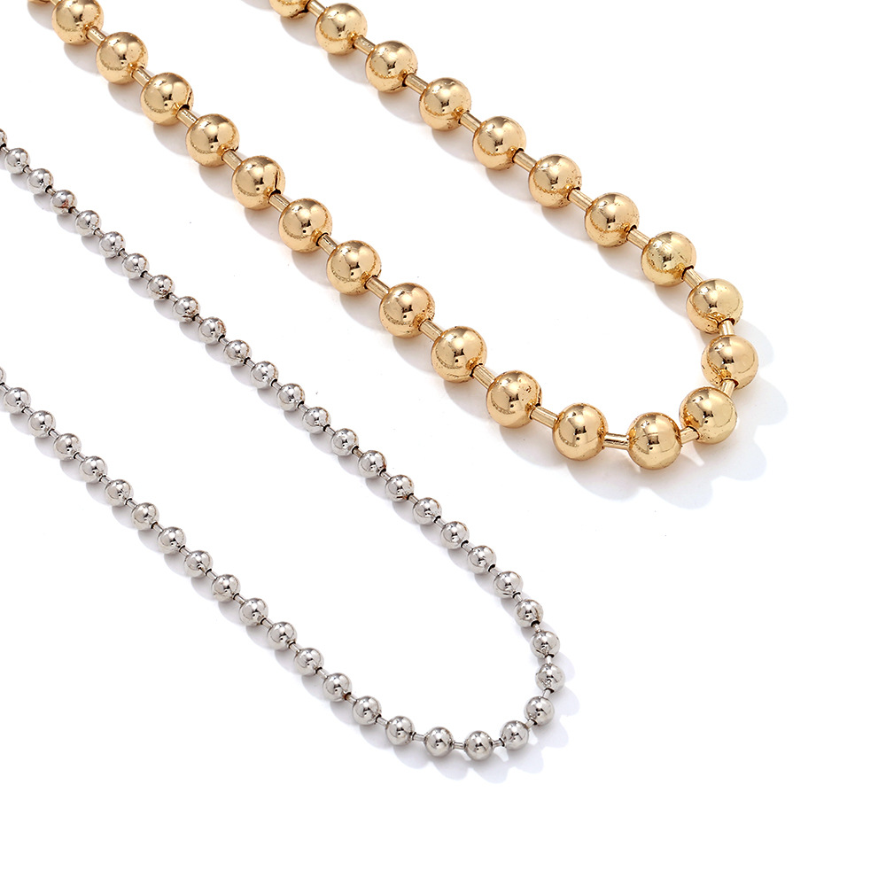 Iron Material Simple Style Streetwear Geometric Iron Ball Chain Beaded Necklaces Wholesale