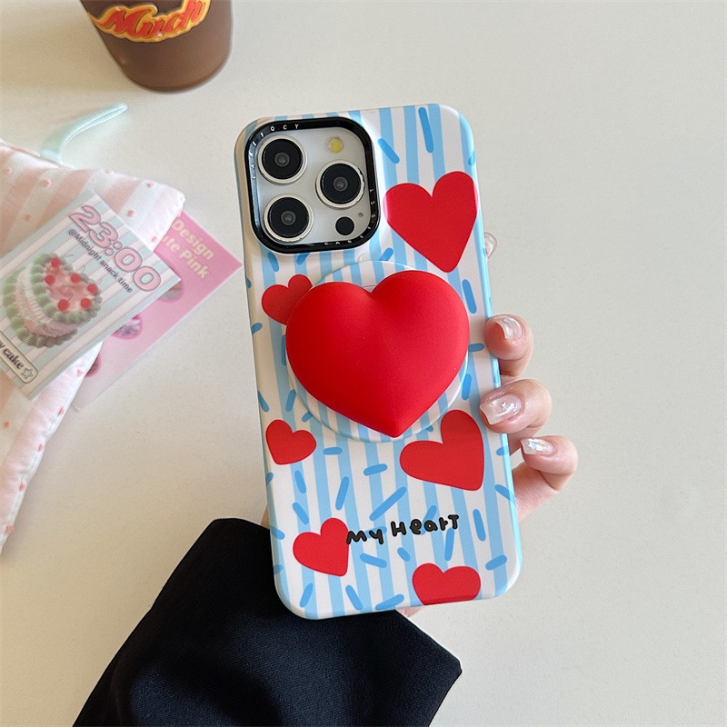 简约风格子纹爱心立体磁吸适用iPhone17苹果16ProMax/15/14手机壳|undefined