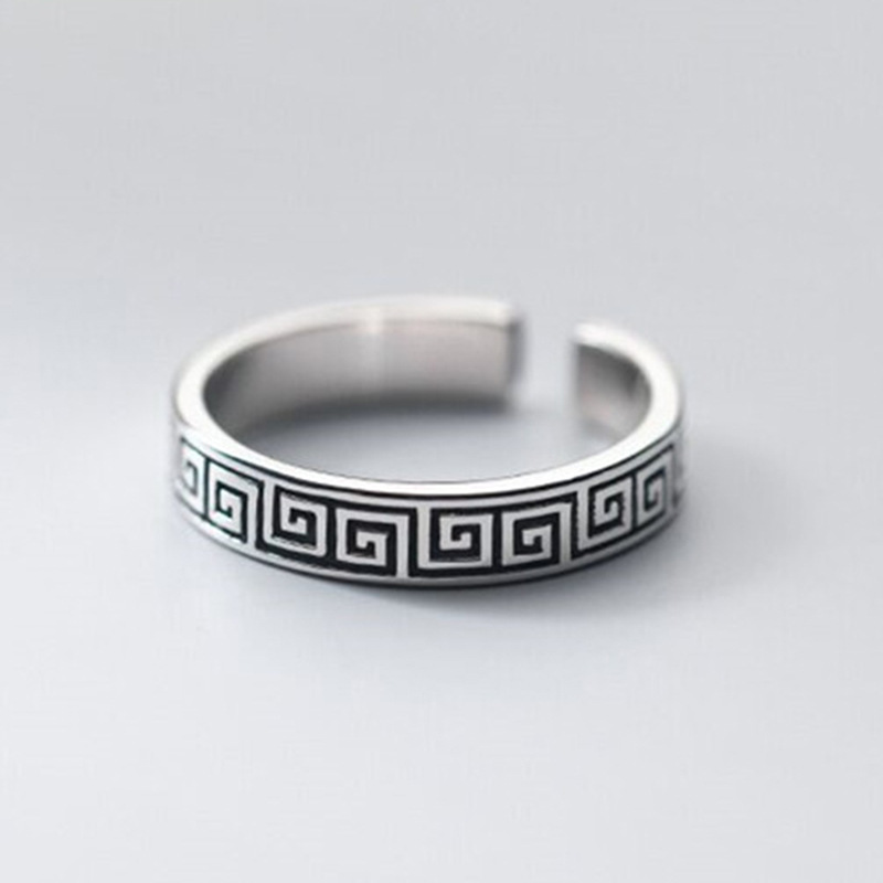 Punk retro apenado flor en forma de serpiente anillo de la estrella personalidad de alto sentido plata tailandesa Hipster anillo de entrega de una sola pieza femenina