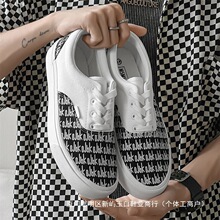 新款拼色系带帆布男鞋潮流百搭学生板鞋情侣休闲鞋子低帮胶鞋代发