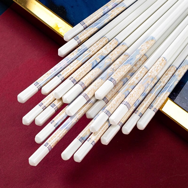 景德镇陶瓷筷子易清洗防滑家用10双装防霉抗摔耐高温强化瓷公筷子|undefined