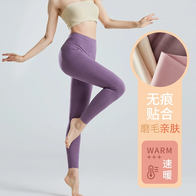 Теплые брюки Осенние брюки Женские бархатные двухсторонние бархатные осенне-зимние брюки с резьбой Наружные носимые бесследные леггинсы со средней талией для похудения для женщин