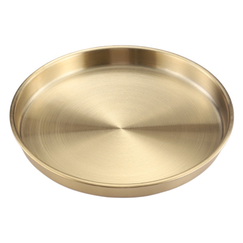 Disco de placa de acero inoxidable de estilo coreano comercial Bandeja plana dorada engrosada cuero frío Gong salchicha en polvo placa plato de vapor