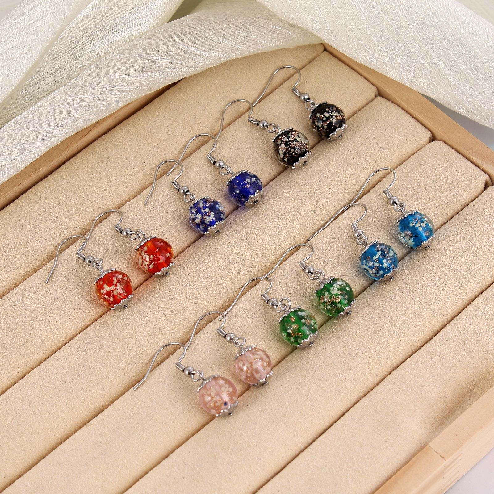 Simple Style Ditsy Floral Stainless Steel Plating Drop Earrings 1 Pair