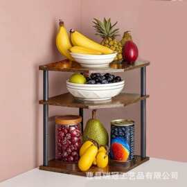 木制厨房收纳架置物架浴室客厅置物架调料架双层收纳桌角收纳架