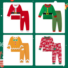 外国貿易の新しいクリスマスの子供のパジャマの赤ちゃんの部屋の服の純綿の長袖のスーツの中で子供のショーの服装の服