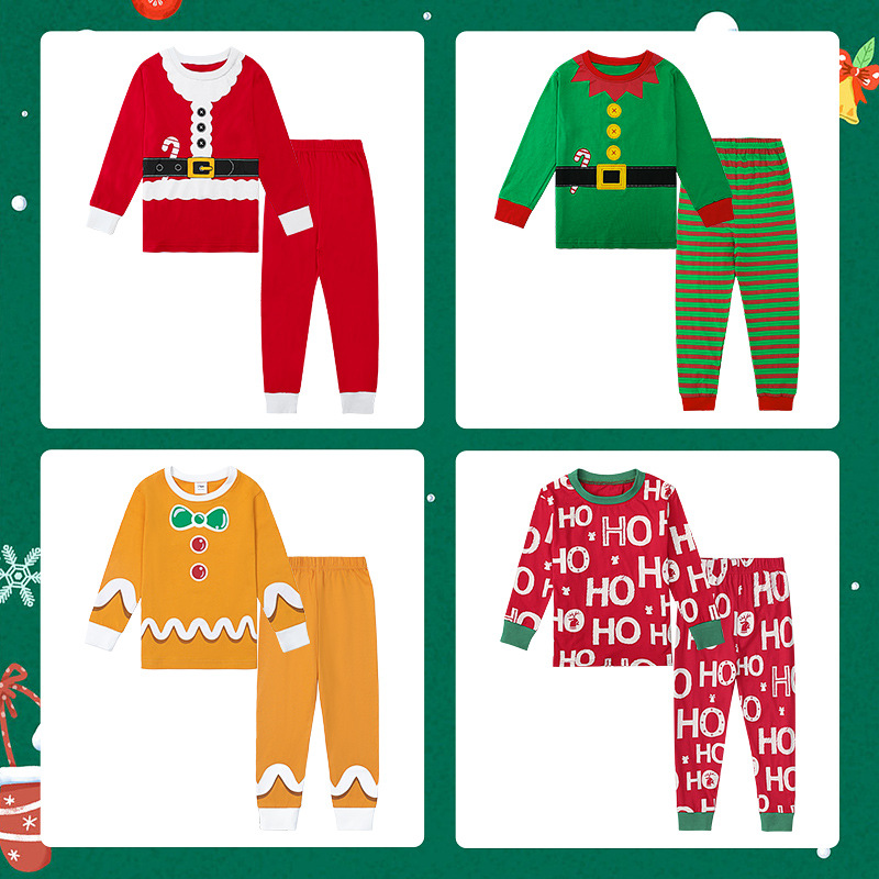 Foreign trade new Christmas children's pajamas baby's home clothes cotton long sleeve suit children's performance dress