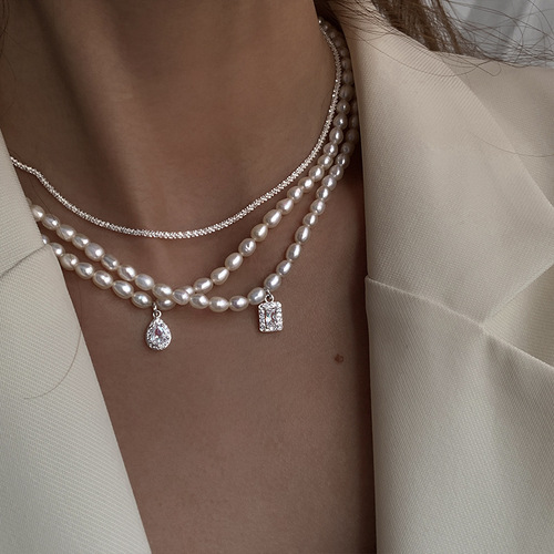 S925 sterling silver sparkling baby's breath choker necklace for women simple internet celebrity choker clavicle chain necklace