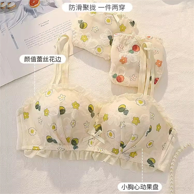 Fashion Japanese Girl Fashion Fan Jutu Beautiful Back Non-rimmed Bra Small Chest Comfortable Upper Bra suit Fashion Japanese Girl Fashion Fan Jutu Beautiful Back Non-rimmed Bra Small Chest Comfortable Upper Bra suit