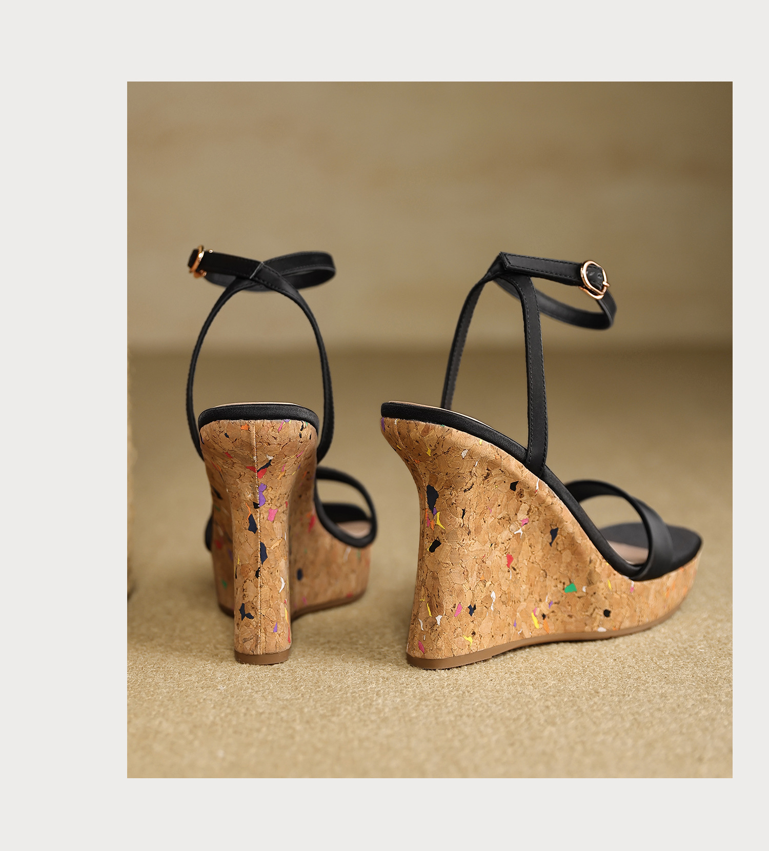 Sandal cao gót nữ quai ngang hở mũi đế xuồng gót 9 cm — màu đen, bạc chi tiết 21