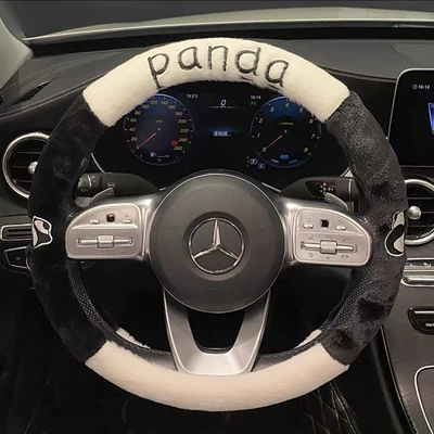 warm high-end light luxury Four – Steering wheel cover - panda-steering-wheel-round-38cm